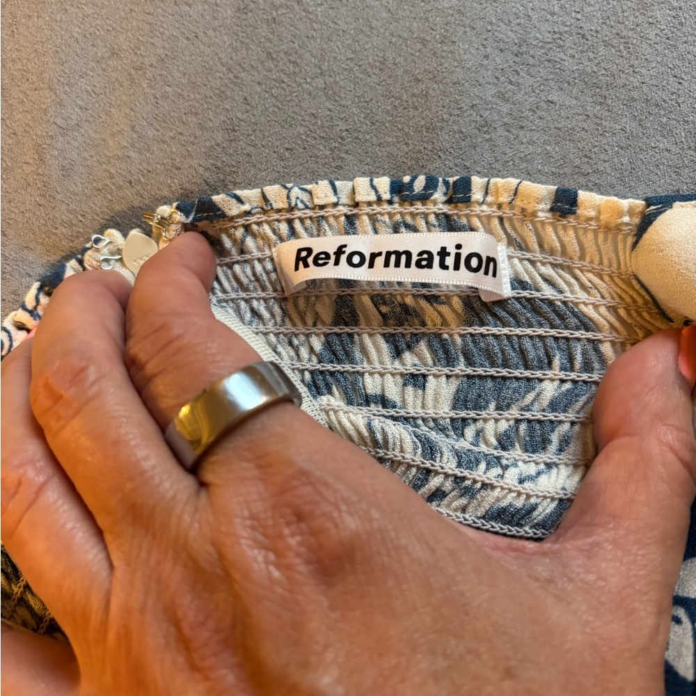 Reformation Blue and Cream Mini Dress - Picture 2 of 7